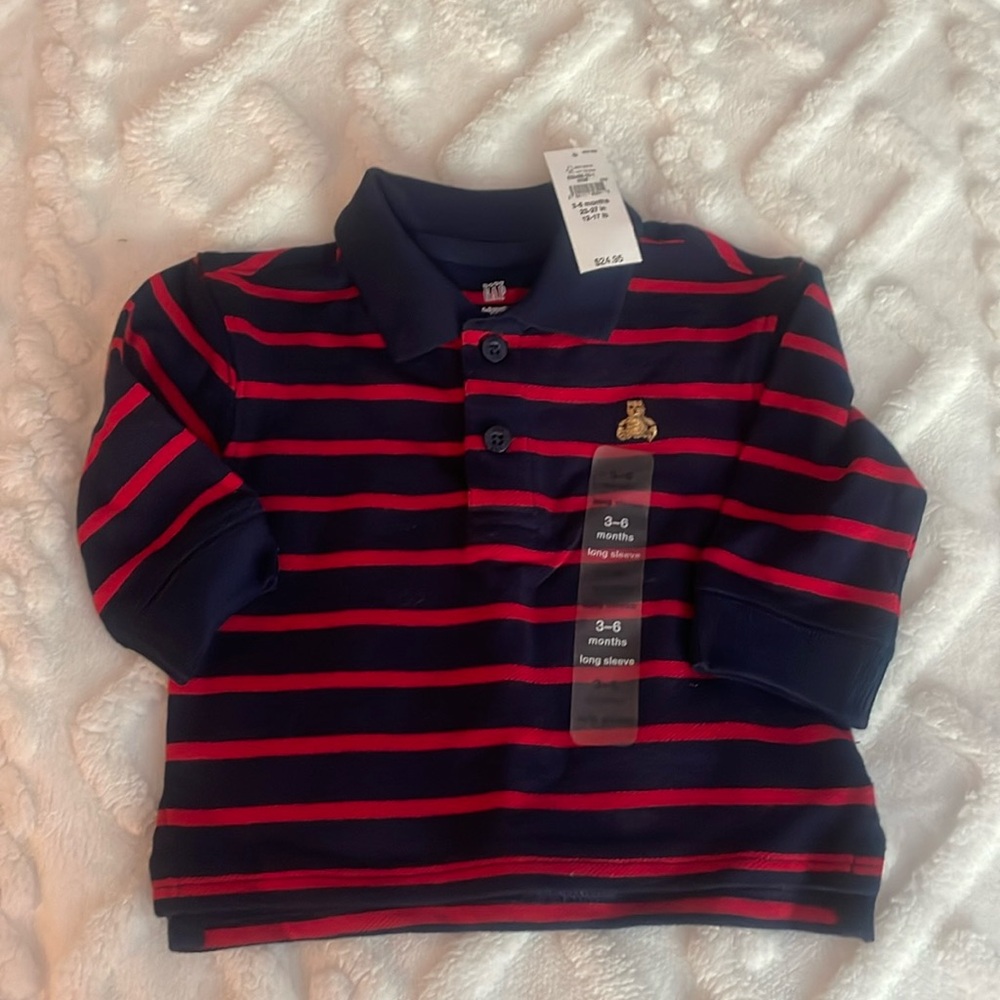 Baby Gap red and blue long sleeve polo new with tags 3 to 6 months